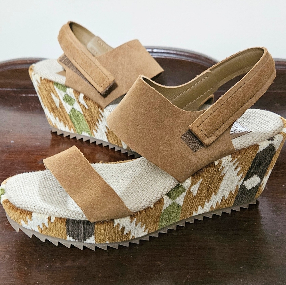 Pedro Garcia Fiby Wedge Suede Ikat Heels Sandals Summer Vacation Cruise 36